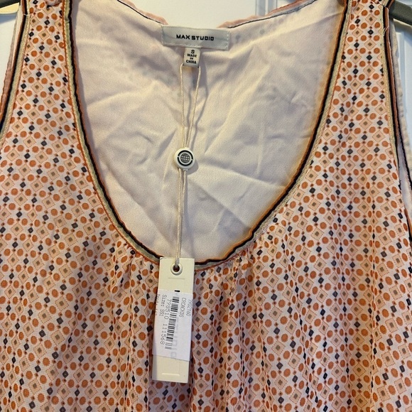 Max Studio Small NWT flounce dress cream orange blue‎ Nordstrom Rack - Picture 9 of 11